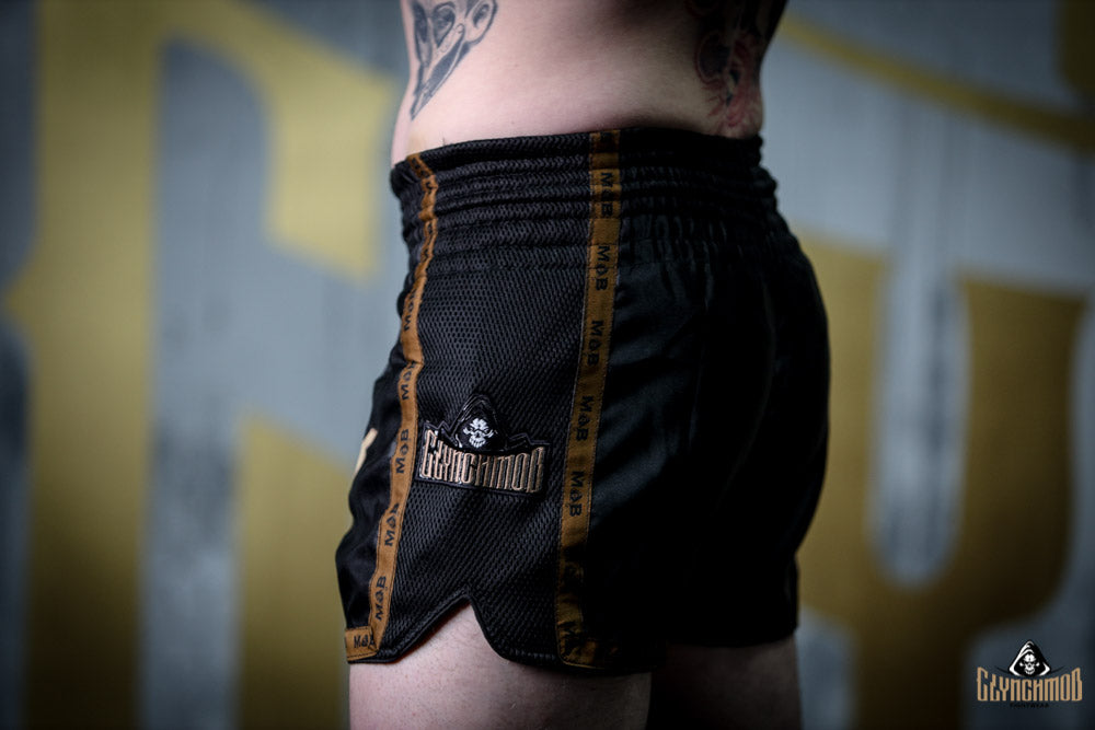 Clynchmob REAPR Series Black & Gold Muay Thai Shorts